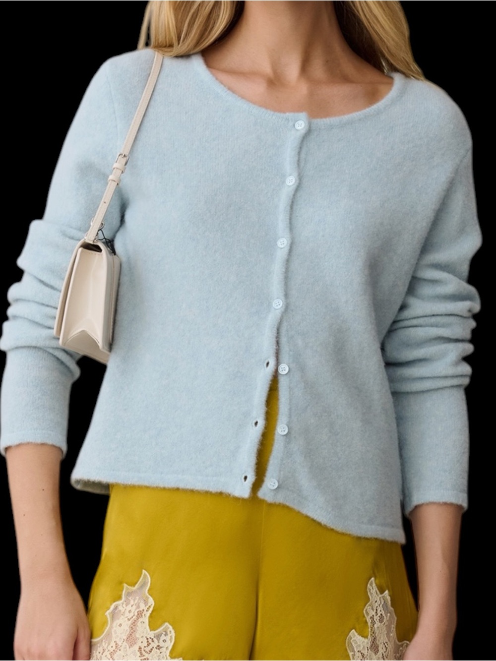 Few Moda Caara Marielle Cardigan Light Blue Wool Alpaca NWT